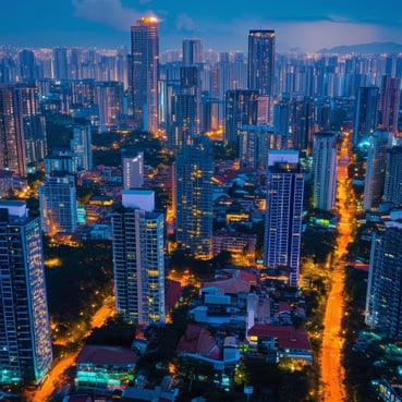 generate image of buildings with city lights real estate philippines